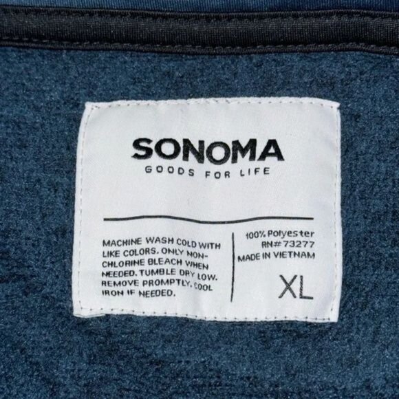 Sonoma Mens XL Full-Zip Dark Blue Heathered Jacket With Chest Pocket & Side Zipp - Picture 2 of 8